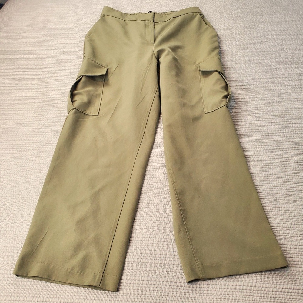 Me & Margot Cargo Pants Womens XL Olive Green Wide Leg Elastic Waist Utility